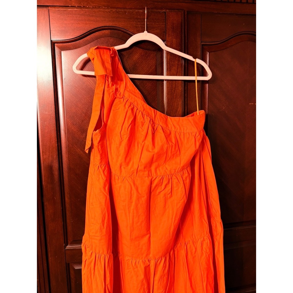 Who What Wear Orange One Shoulder Tiered Maxi Dress Cotton XL - Picture 3 of 8
